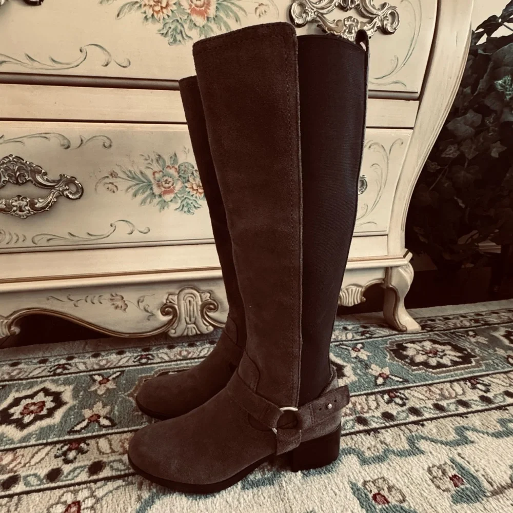 Bandolino Bonica Knee High Equestrian Suede Harness Boots - Picture 6 of 16